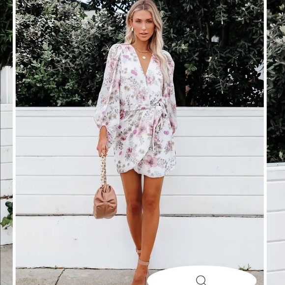 Avant Floral Balloon Sleeve Chiffon Wrap Dress - Picture 3 of 9